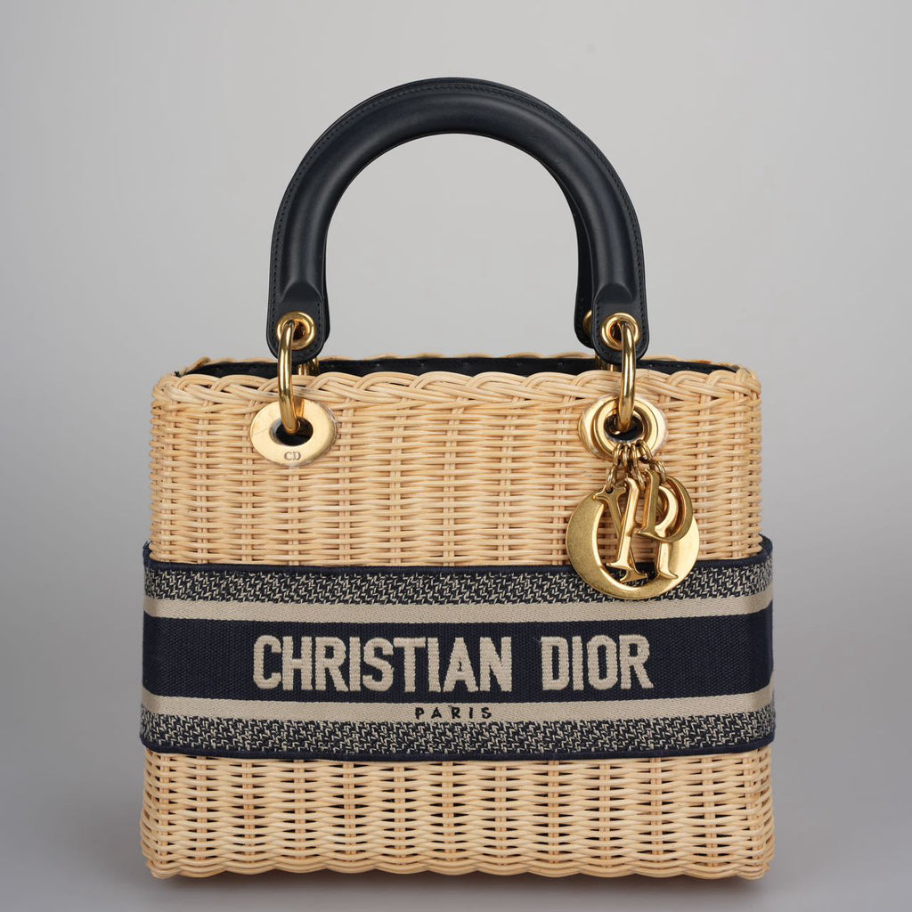 Dior Lady Dior Canvas Blue Handbag
