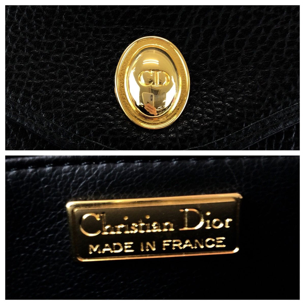 Dior Vintage Black Leather Shoulder Bag Pochette