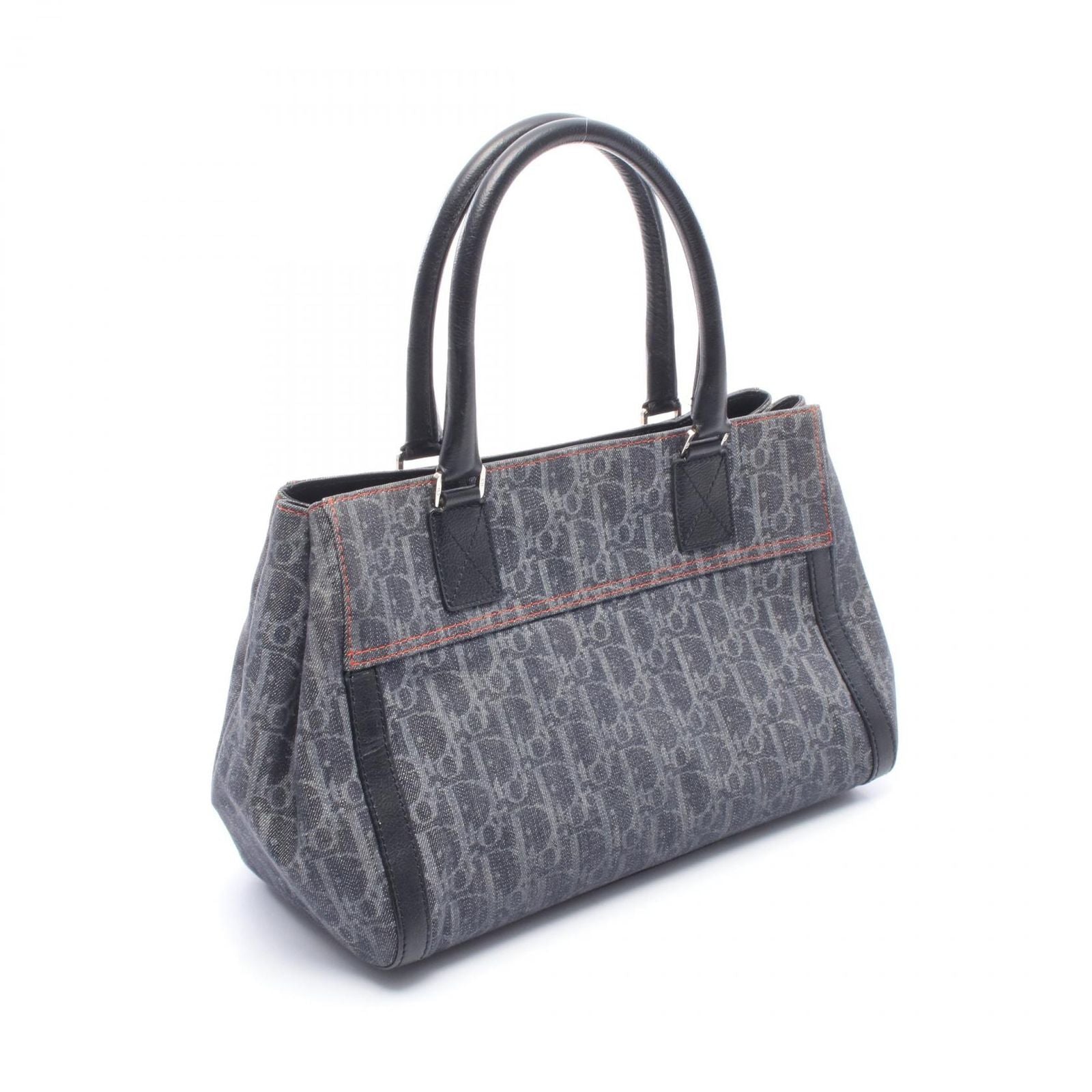 Dior Dio Handbag Tobta Navy Black Orange Denim Leather