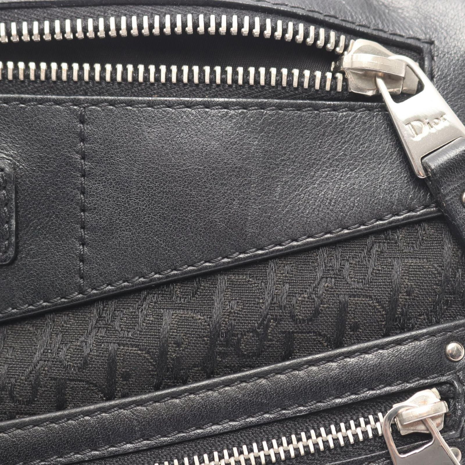 Dior Shoulder Bag Street Chic Trotter Black Canvas Leather