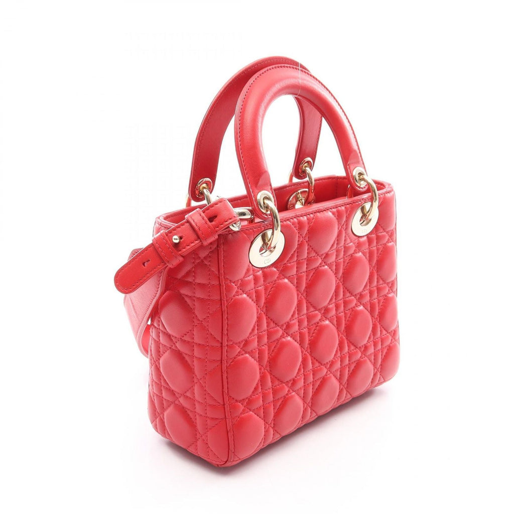Dior Handbag Lady Dior MY Abcdior Lady Dior Small Cannage 2-Way Red Leather