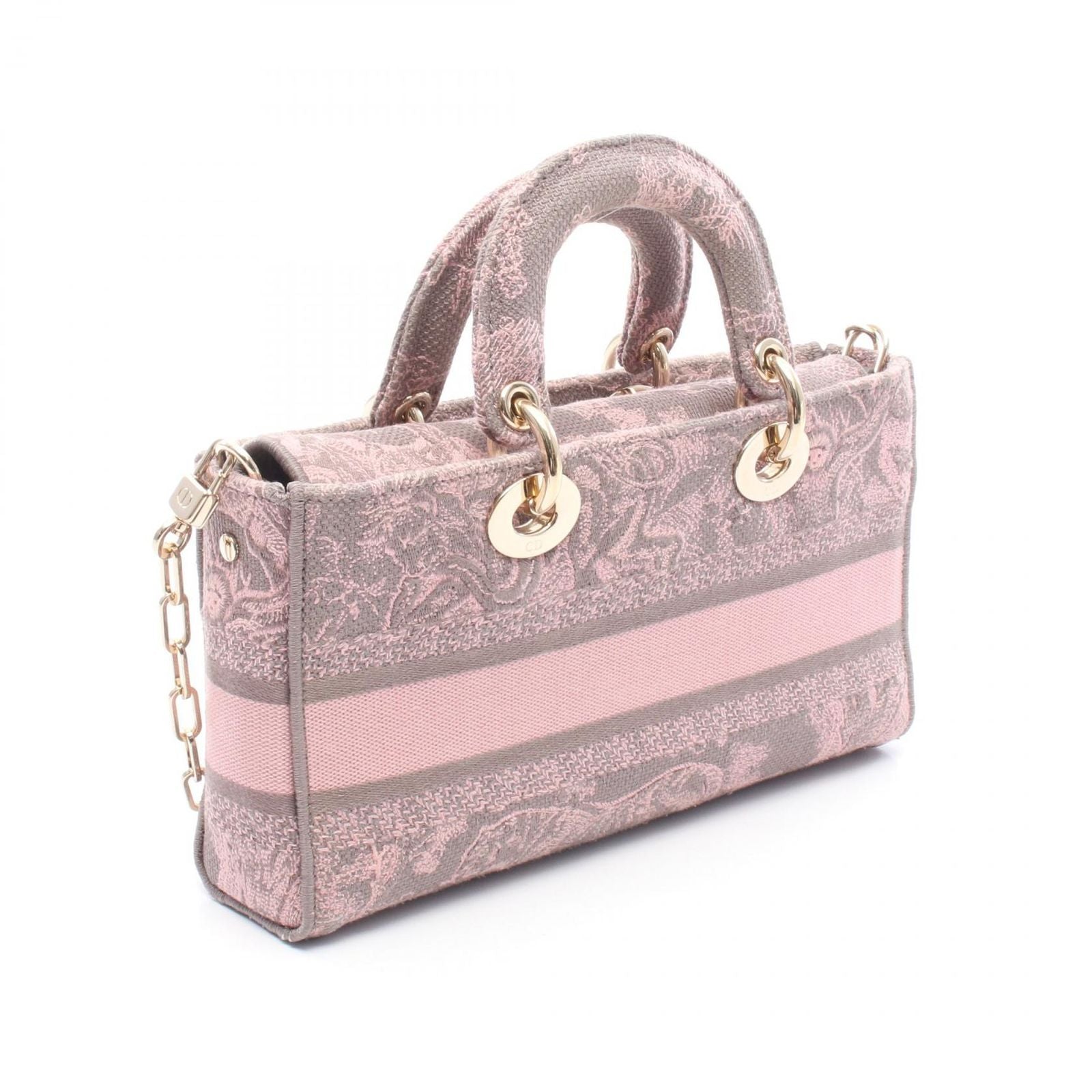 Dior Handbag Lady D-Joy 2-Way Pink Gray Canvas