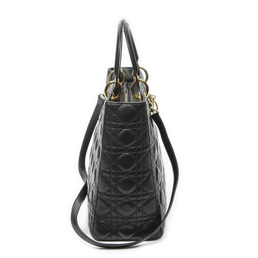 Dior Large Lady Dior Zip Black Canada Lambskin Leather Handbag