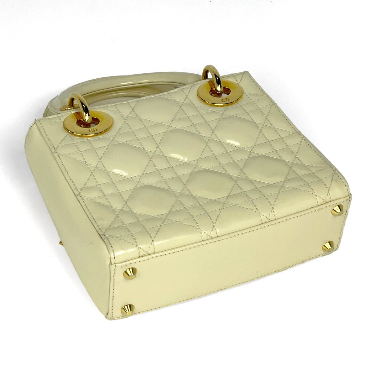 Dior Mini 2-Way Cannage Handbag Leather Cream