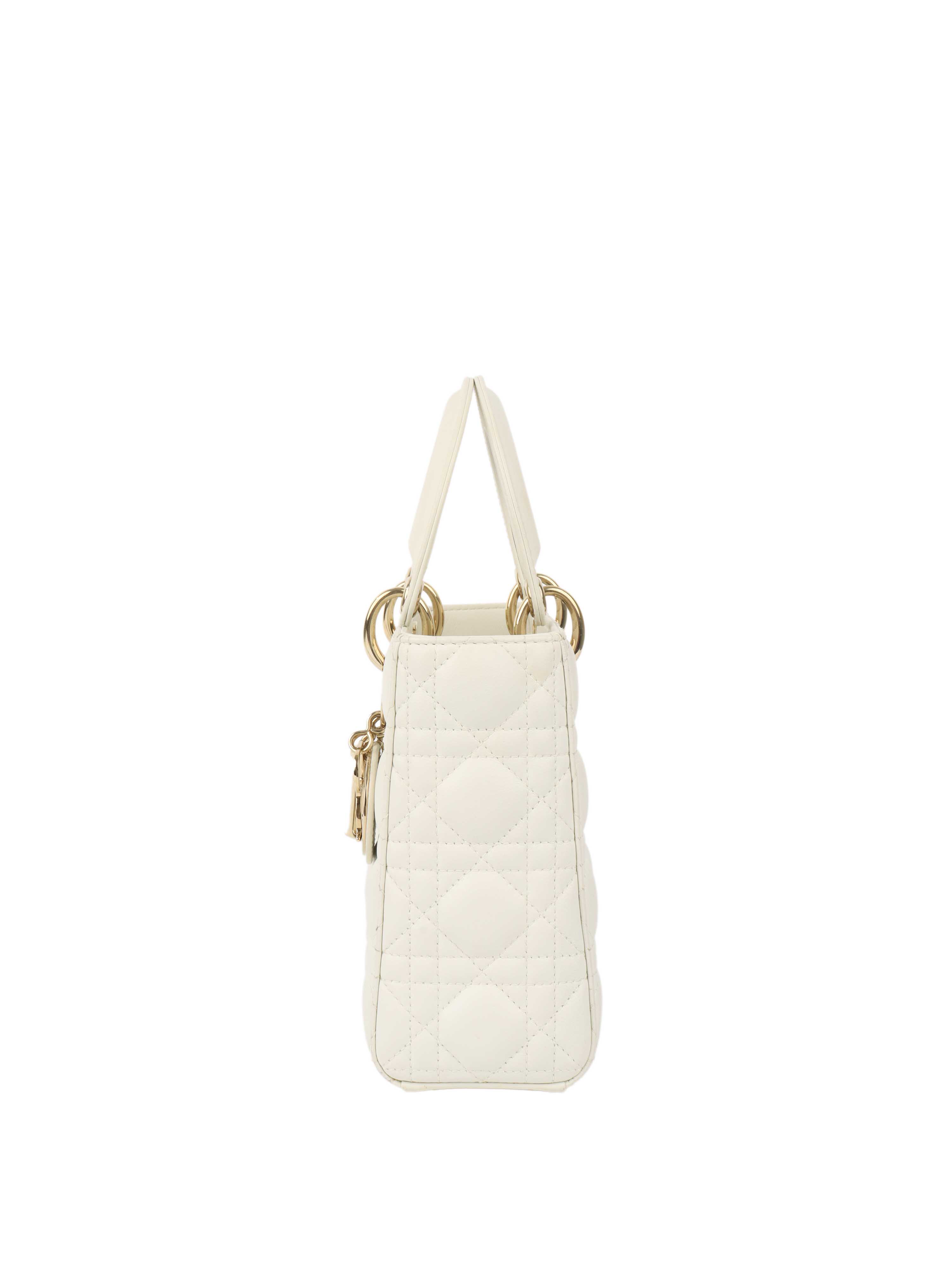 Dior White Small Lady Dior Bag Ghw