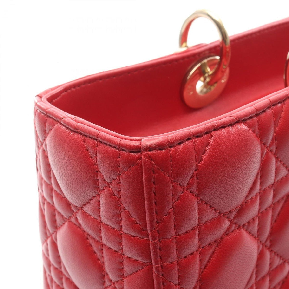 Dior Handbag Lady Large Cannage Red Leather