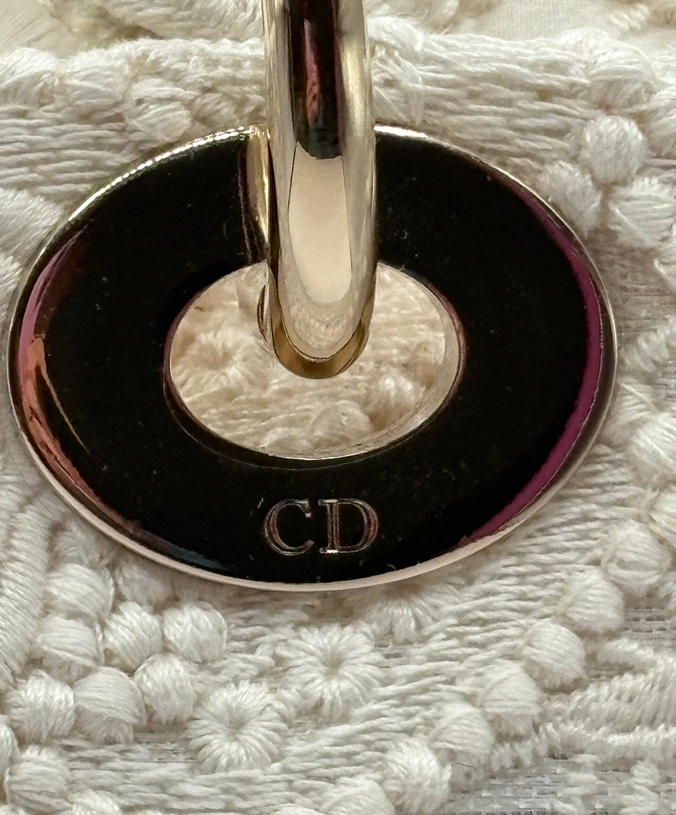 Christian Dior White Canvas & Lace Handbag