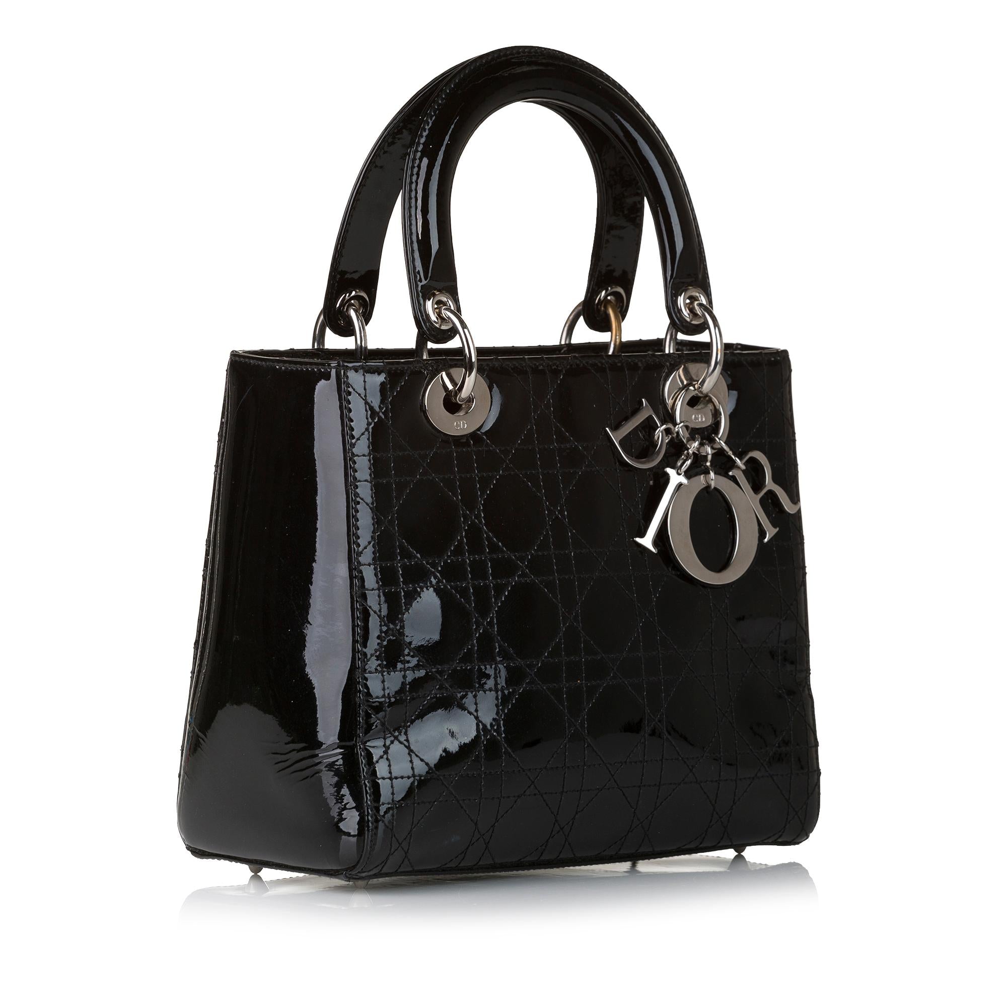 Dior Cannage Stitch Dior Patent Leather Handbag (SHG-a9Bh5T)