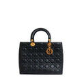 DIOR - Lady Dior large handbag in vintage black quilted leather