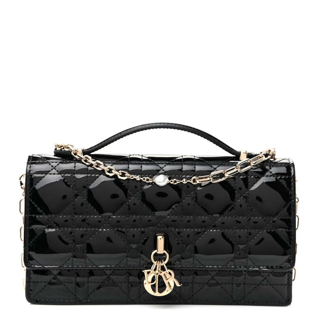 Patent Cannage Mini My Dior Bag Black