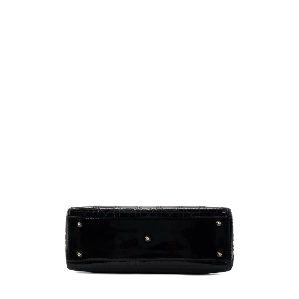 DIOR - Vintage black patent cannage leather Lady Dior Large handbag